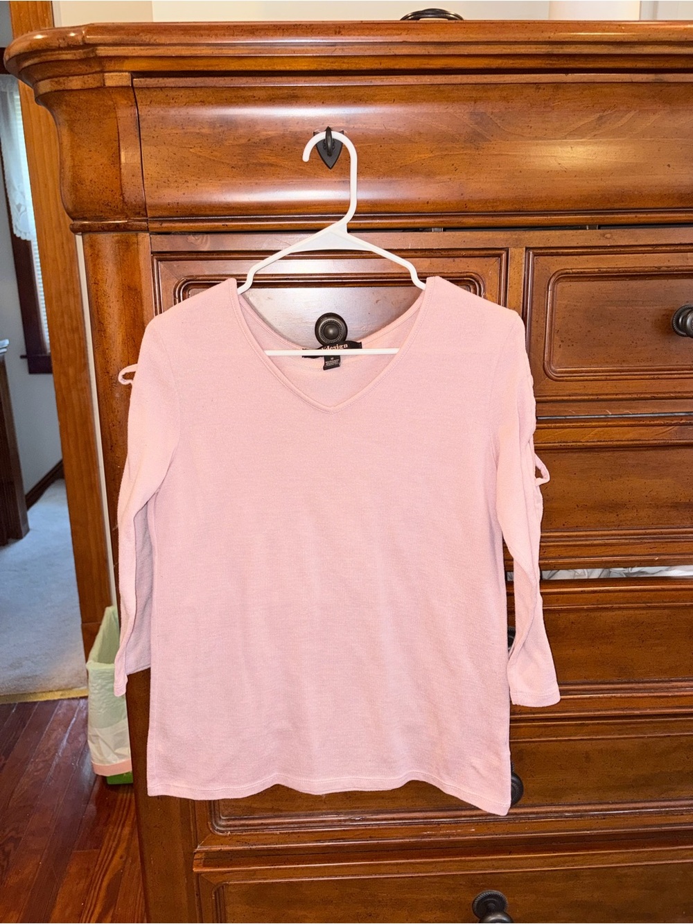 BYdesign Pink Lace-Up Sleeve Knit Top Size Medium